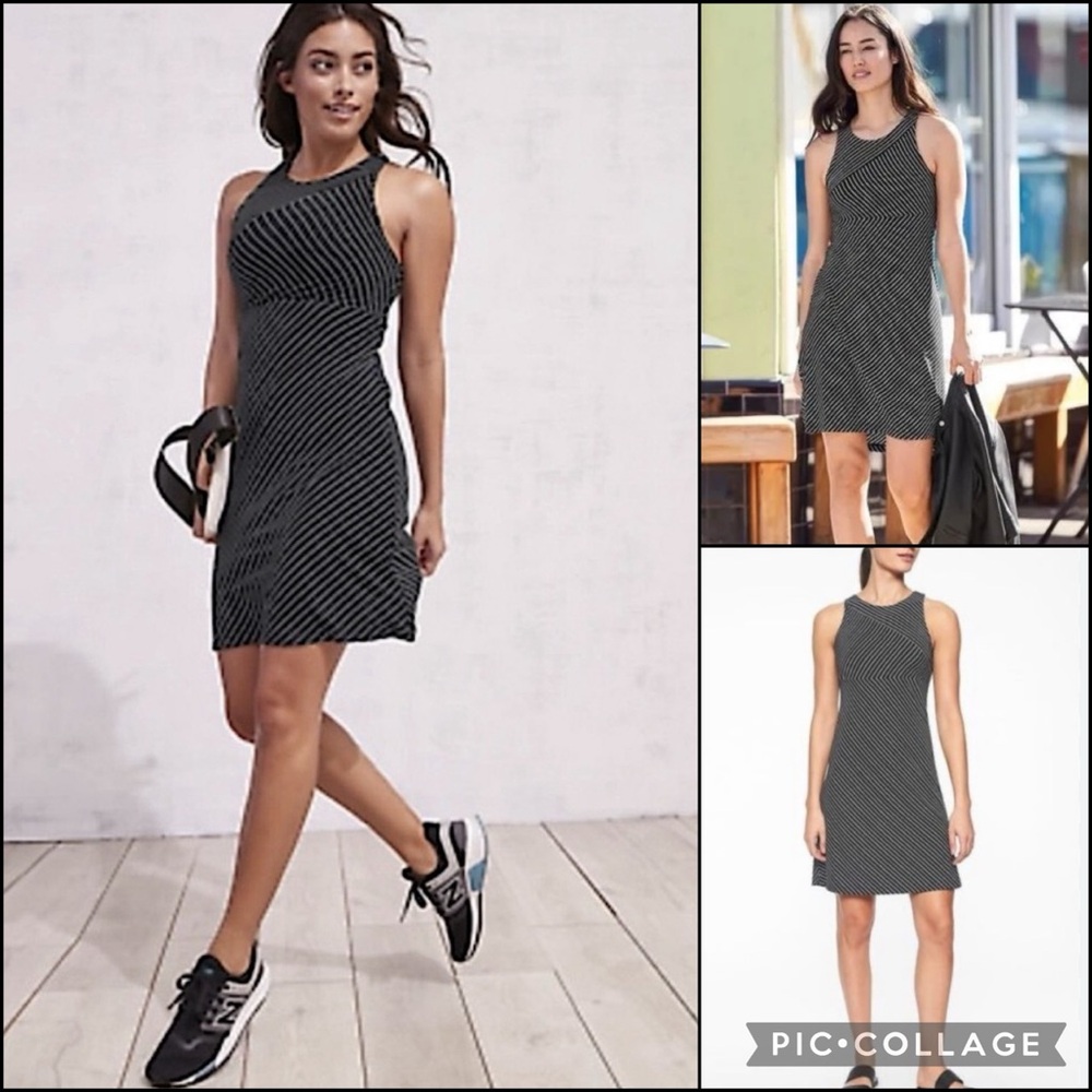 Athleta High Neck Striped Swing Mini Dress